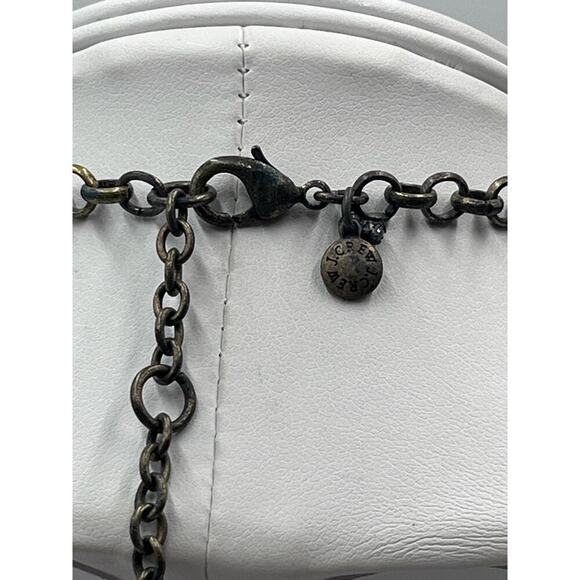 J. Crew Silver Tone Shades of Green Rhinestones Chain Clustered Necklace - Picture 9 of 16